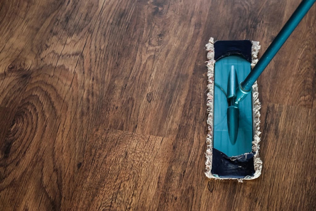 Mopping a timber floor